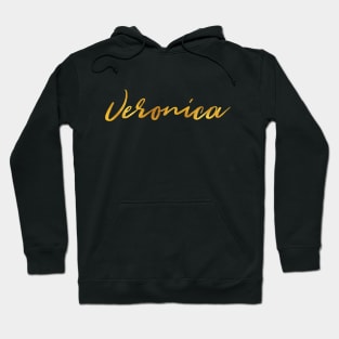 Veronica Name Hand Lettering in Faux Gold Letters Hoodie